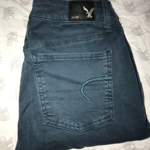 AE Teal Skinny Jeans